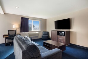 Blackout curtains, iron/ironing board, rollaway beds, free WiFi
