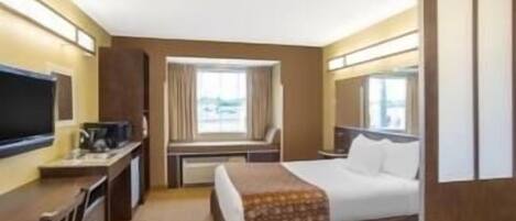 Pillow-top beds, desk, blackout curtains, iron/ironing board