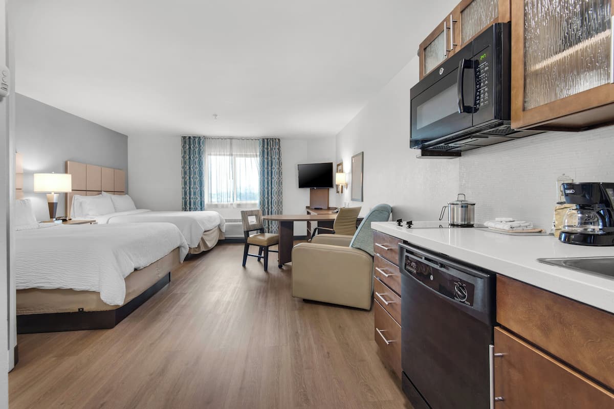 1 bedroom, desk, laptop workspace, iron/ironing board