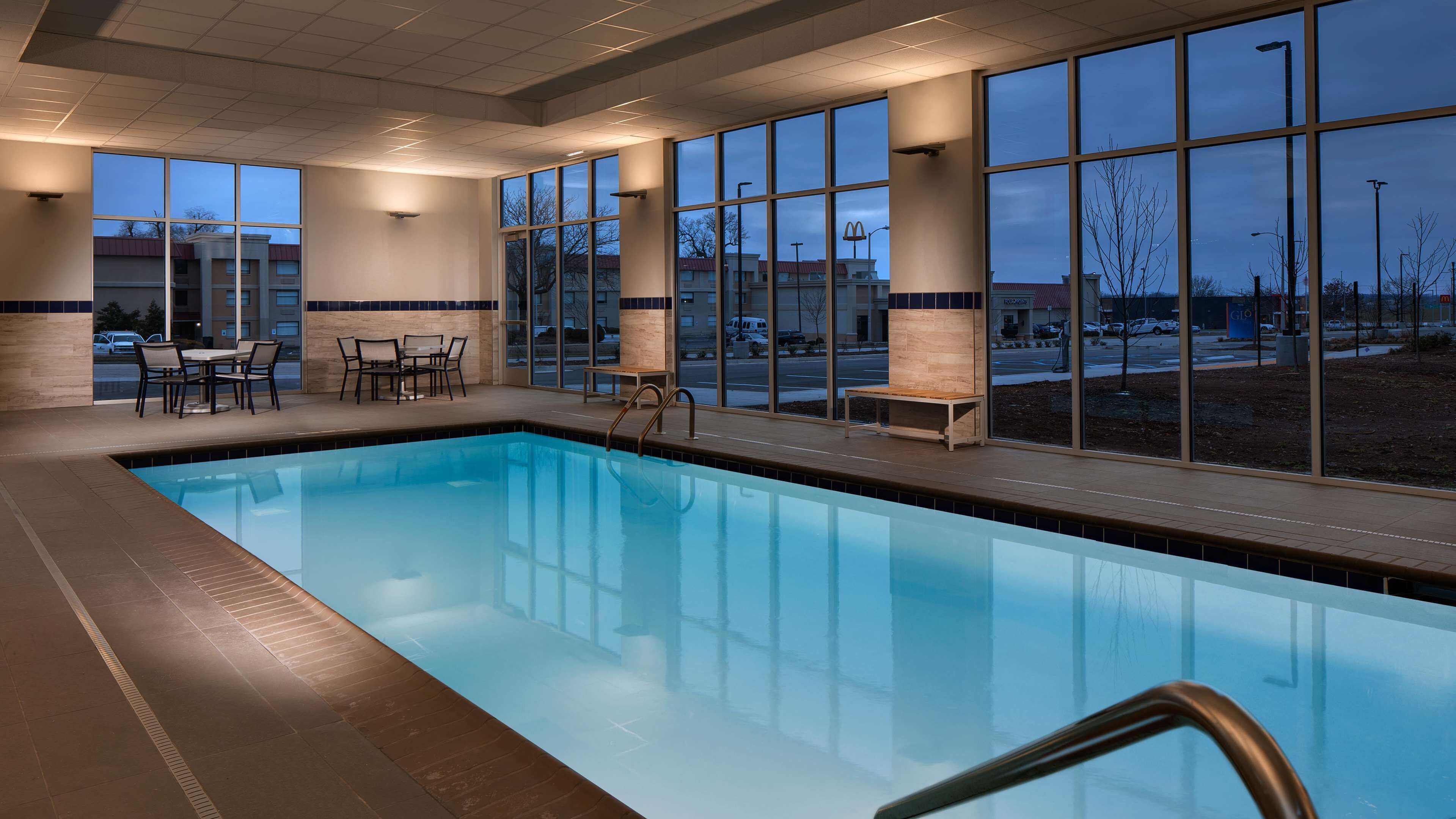 Indoor pool, open 5:00 AM to 10:00 PM, sun loungers