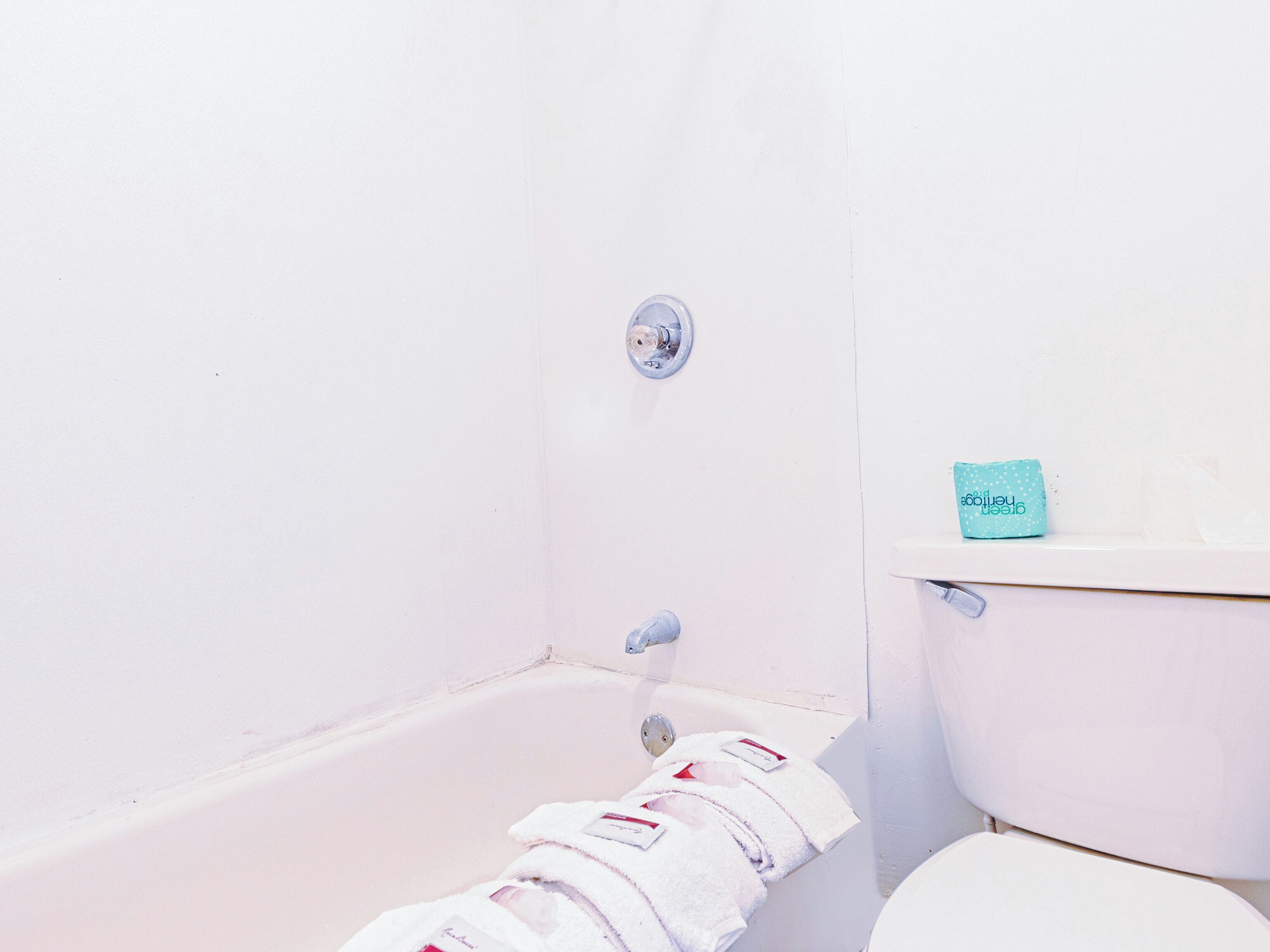 Une salle de bain avec une baignoire, des toilettes et un porte-serviettes.
