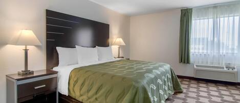 Desk, free WiFi, bed sheets, alarm clocks