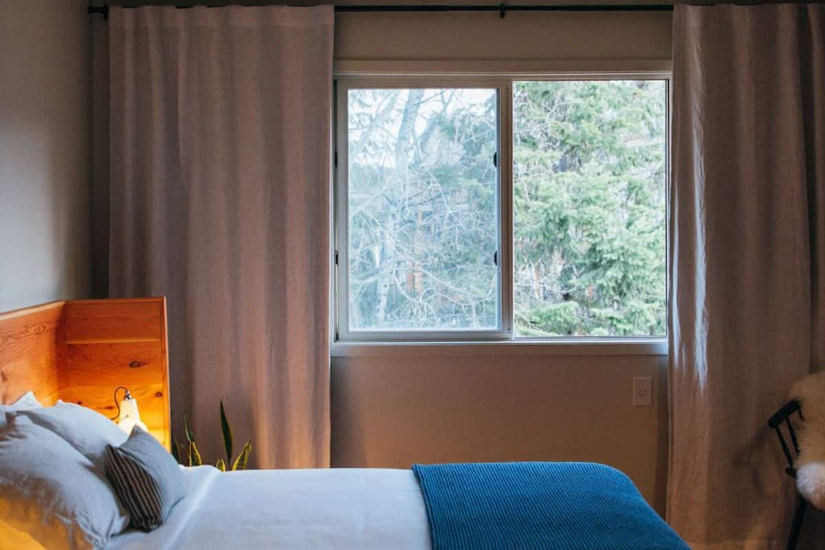 Hypo-allergenic bedding, desk, laptop workspace, iron/ironing board