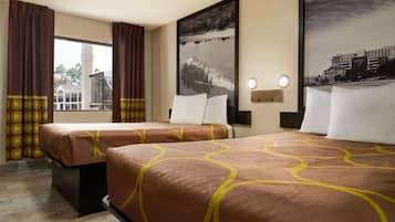 Standard Room, 2 Double Beds, Smoking | Meja kerja, tirai kedap cahaya, dan tempat tidur bayi gratis