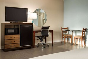 Desk, blackout curtains, free cots/infant beds, free WiFi