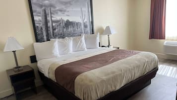 Desk, laptop workspace, free WiFi, bed sheets