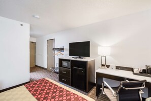 Desk, laptop workspace, free WiFi, bed sheets