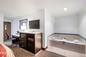 Desk, laptop workspace, free WiFi, bed sheets