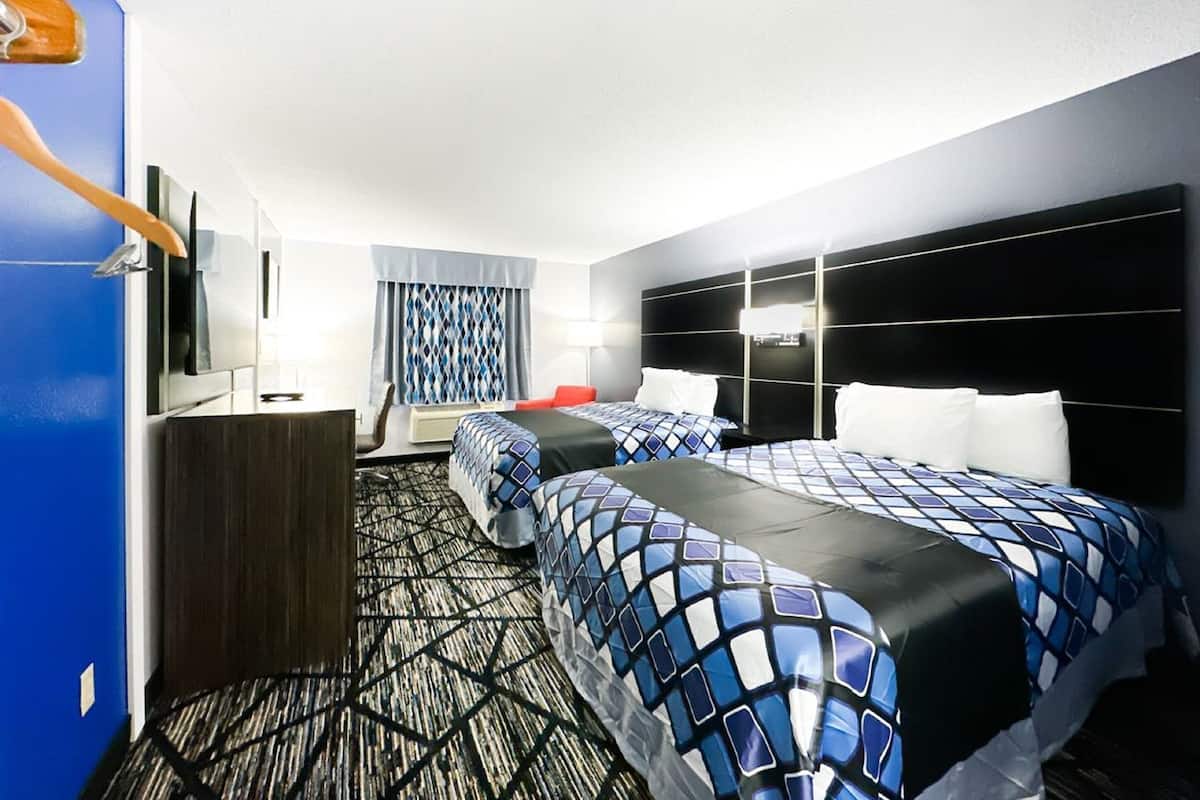 Room, 2 Queen Beds, Non Smoking, Refrigerator & Microwave | 1 bedroom, desk, WiFi, bed sheets