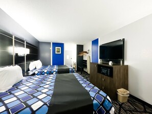 Room, 2 Queen Beds, Non Smoking, Refrigerator & Microwave | 1 bedroom, desk, WiFi, bed sheets