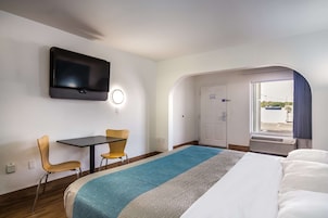 Hypo-allergenic bedding, individually furnished, laptop workspace