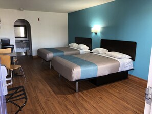 Hypo-allergenic bedding, individually furnished, laptop workspace