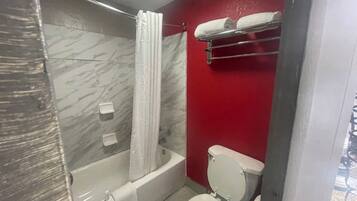 Desk, laptop workspace, blackout drapes, soundproofing