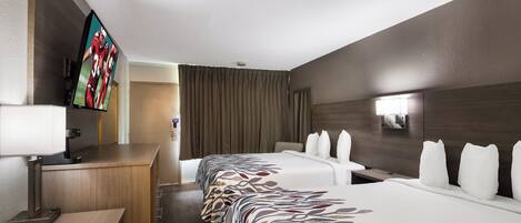 Desk, blackout curtains, free WiFi, bed sheets