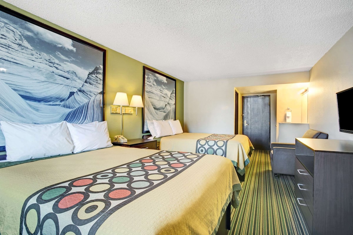 Standard Room, 2 Queen Beds | Desk, laptop workspace, blackout drapes, iron/ironing board
