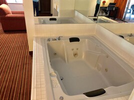 Bañera con ducha, cabezal de ducha con hidromasaje, secador de pelo