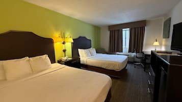 Standard Room, 2 Queen Beds, Non Smoking | In-room safe, desk, laptop workspace, blackout curtains