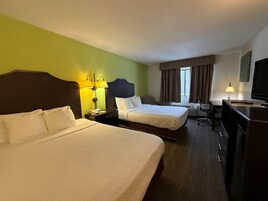Standard Room, 2 Queen Beds, Non Smoking | In-room safe, desk, laptop workspace, blackout drapes