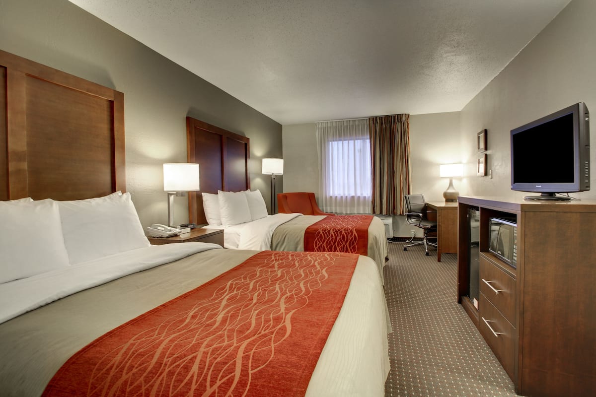 standard double room, 2 double beds, non smoking | in-room safe, desk, iron/ironing board, free wifi