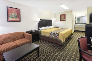 Desk, laptop workspace, blackout drapes, free WiFi