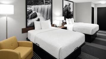 Desk, blackout curtains, free WiFi, bed sheets