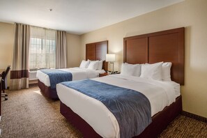 Premium bedding, desk, blackout drapes, iron/ironing board