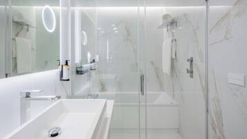 Hair dryer, bidet, towels
