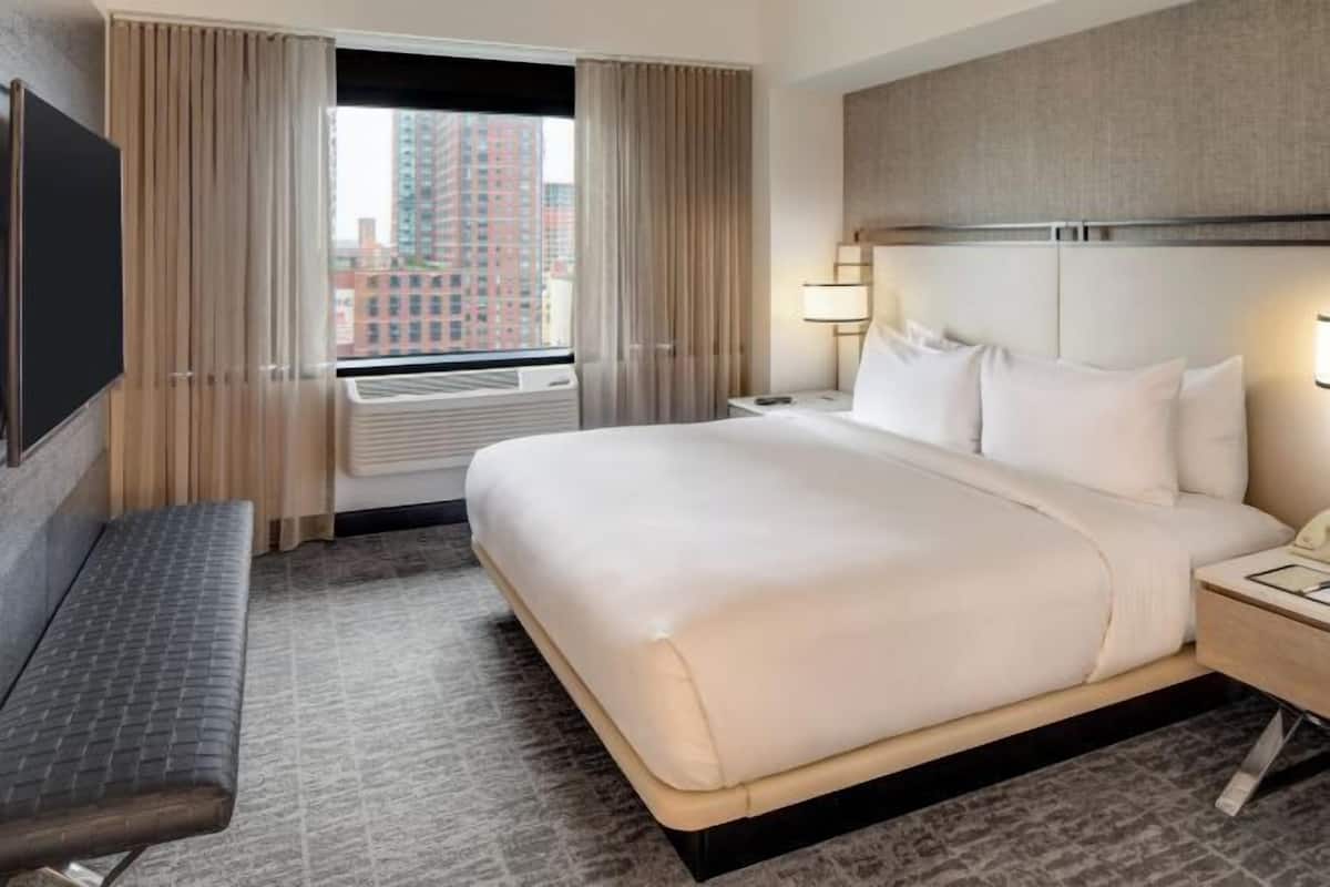 In-room safe, desk, laptop workspace, iron/ironing board