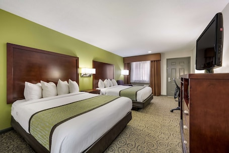 Individually furnished, desk, laptop workspace, iron/ironing board