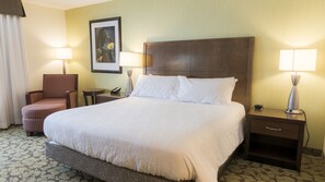 Desk, laptop workspace, blackout curtains, iron/ironing board