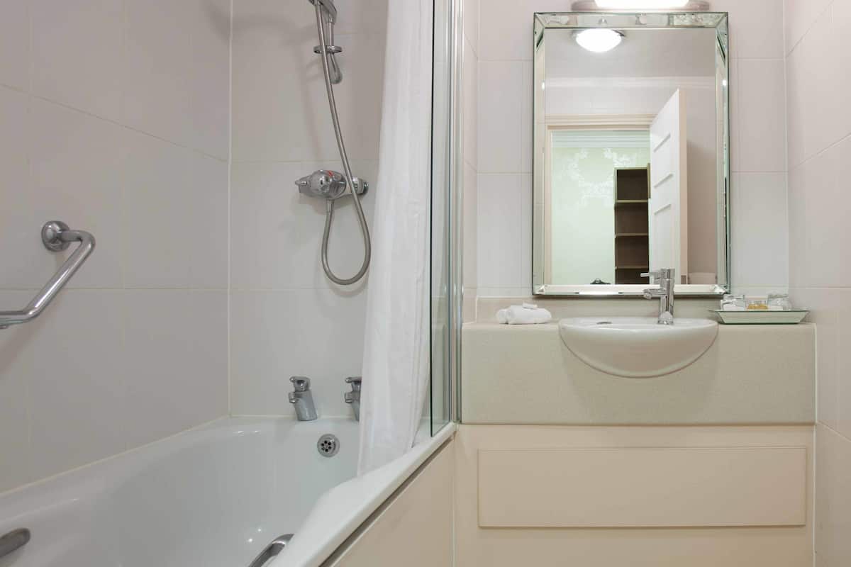 free toiletries, hair dryer, towels