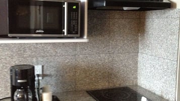 Fridge, microwave, coffee/tea maker
