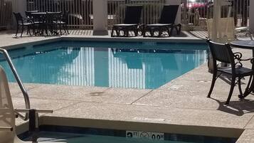 Outdoor pool, sun loungers