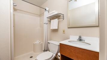Shower, free toiletries, towels