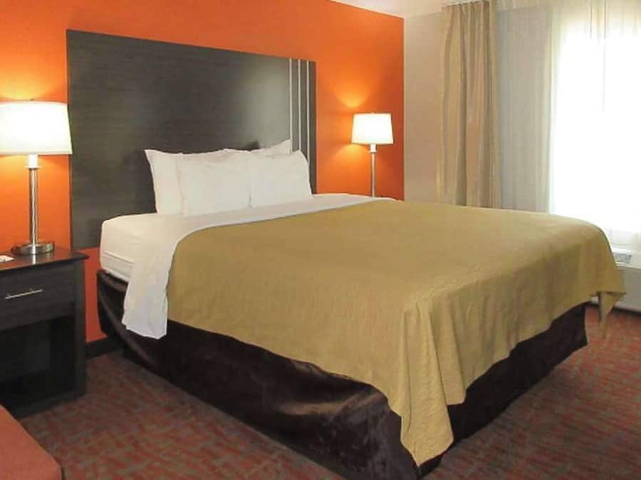 Premium bedding, desk, blackout curtains, iron/ironing board