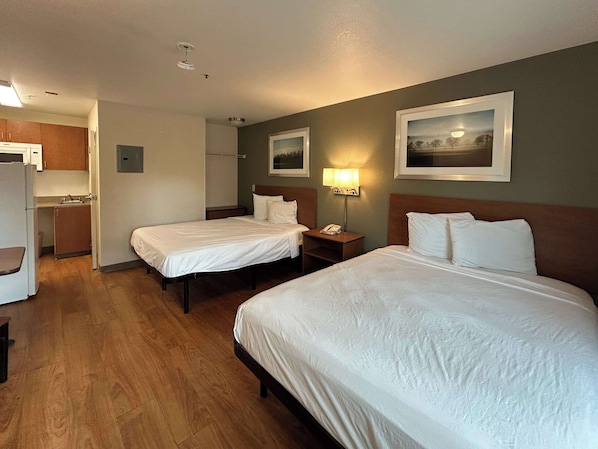 Standard Room, 2 Queen Beds, Non Smoking, Kitchen | Free WiFi, bed sheets