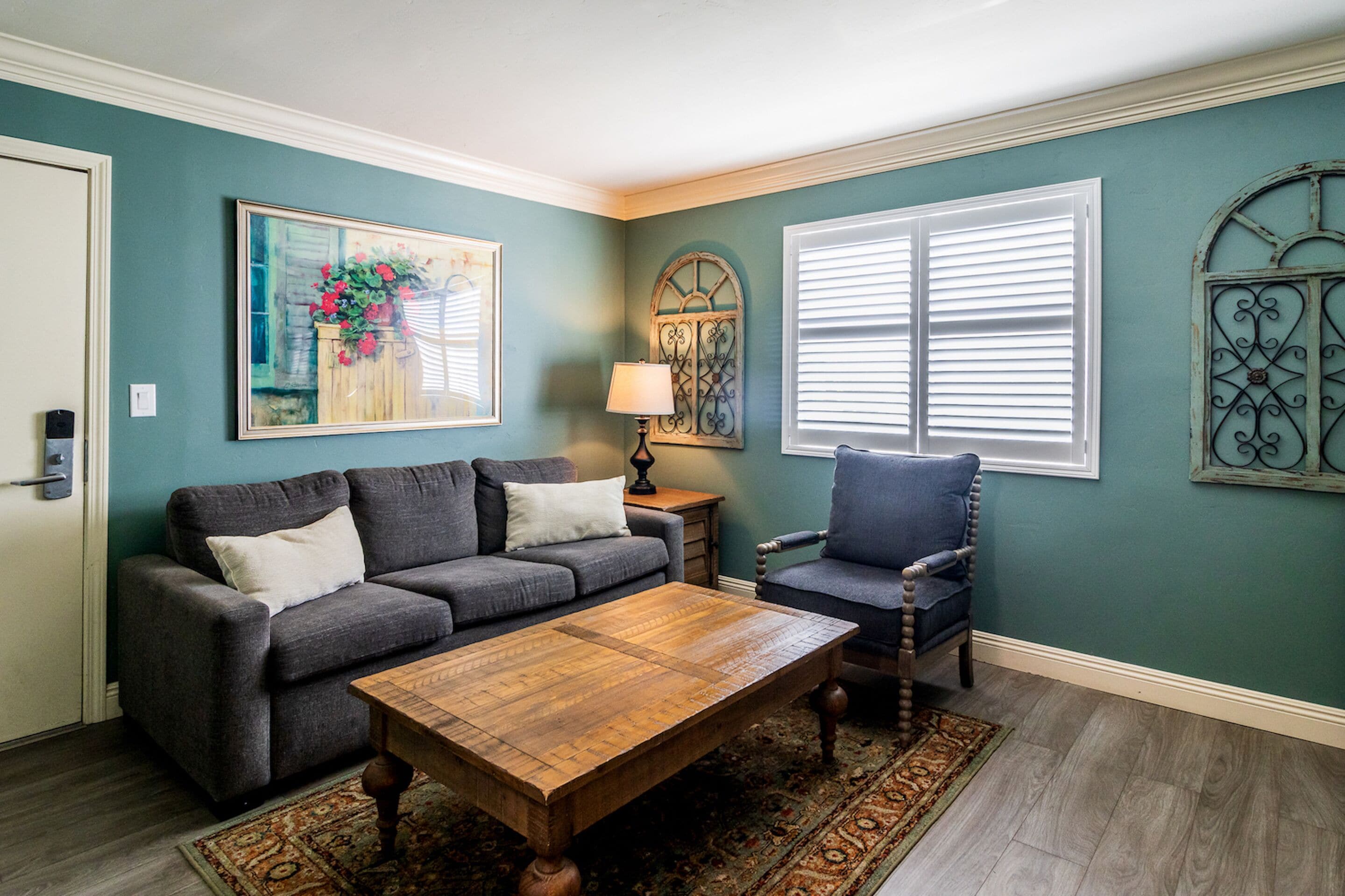 two queen bed suite | living area | lcd tv