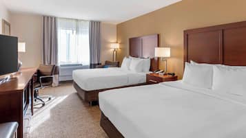 Standard Room, 2 Queen Beds, Non Smoking | Desk, laptop workspace, blackout drapes, iron/ironing board