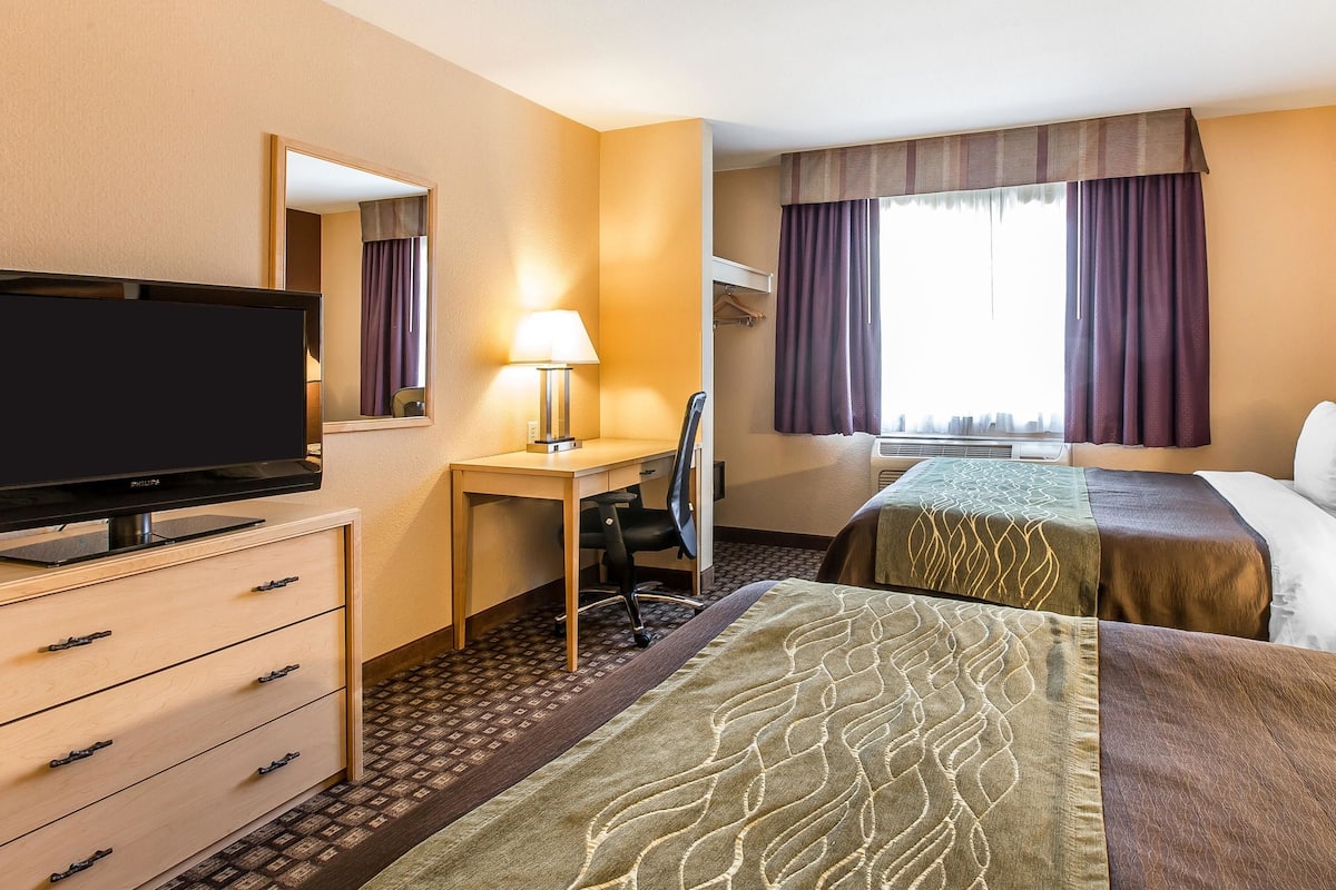 Standard Room, 2 Queen Beds, Non Smoking | In-room safe, desk, blackout drapes, soundproofing