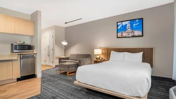 Individually furnished, desk, laptop workspace, iron/ironing board