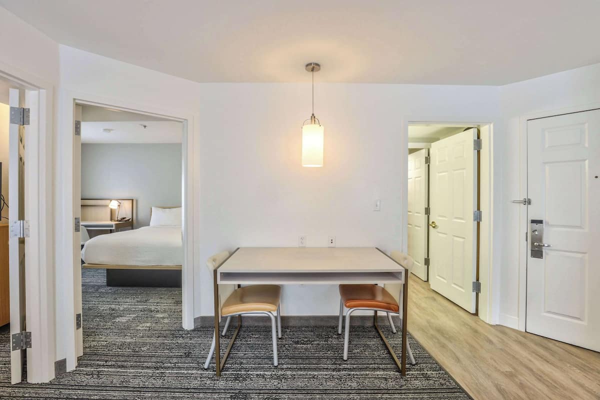 individually furnished, desk, laptop workspace, iron/ironing board