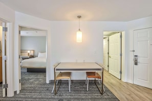 Individually furnished, desk, laptop workspace, iron/ironing board
