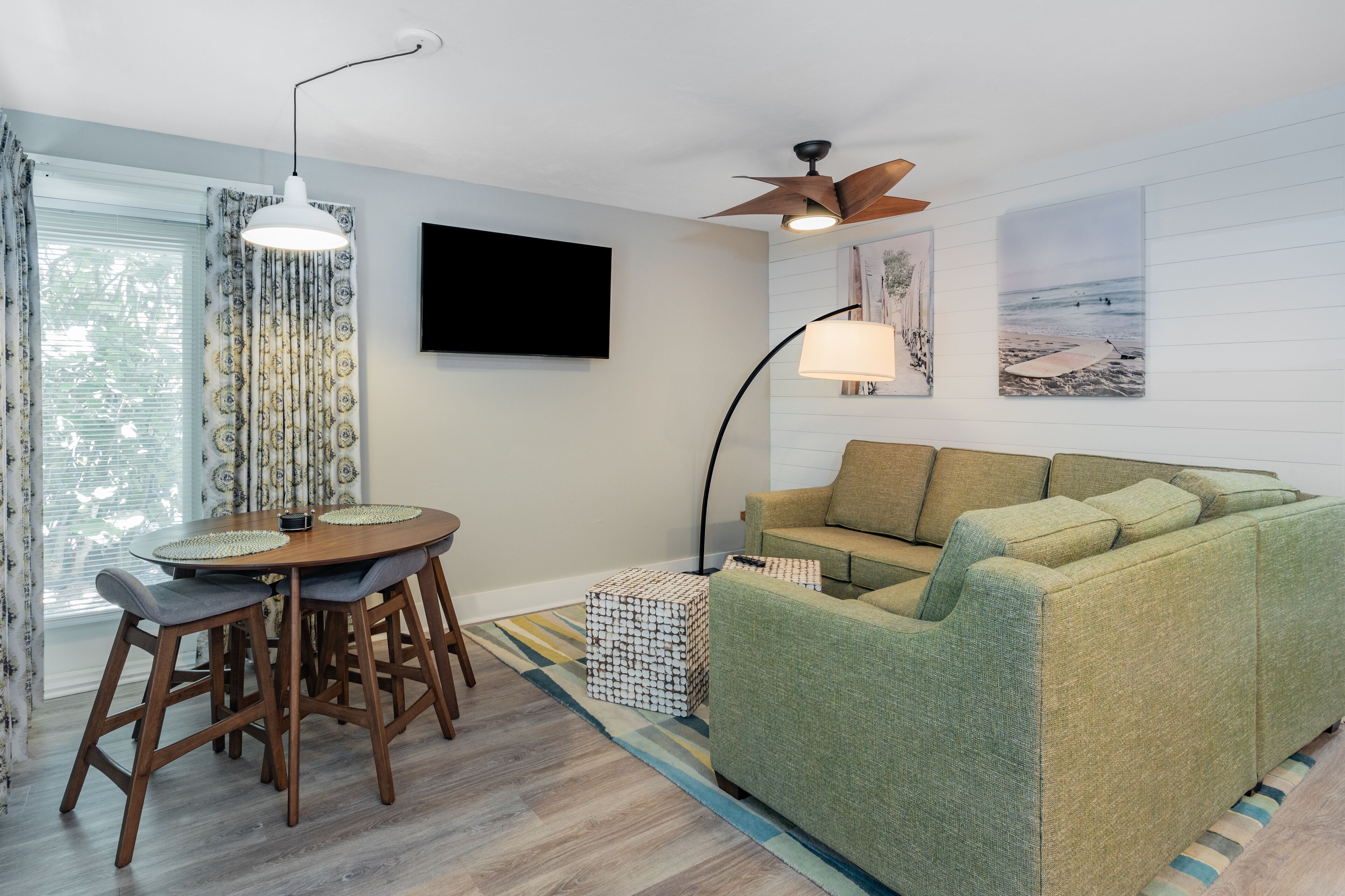 42-inch flat-screen tv with cable channels, tv, books