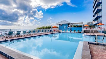 3 outdoor pools, open 7:00 AM to 8:00 PM, pool umbrellas, sun loungers