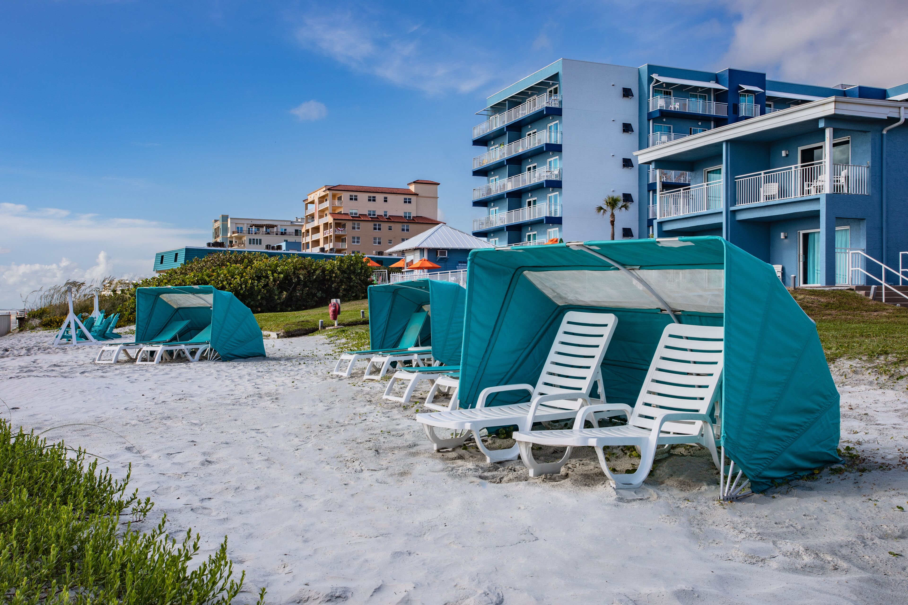 On the beach, free beach cabanas