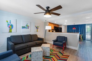 2 Bedrooms, King and Two Twins | Pillowtop beds, iron/ironing board, free WiFi, bed sheets