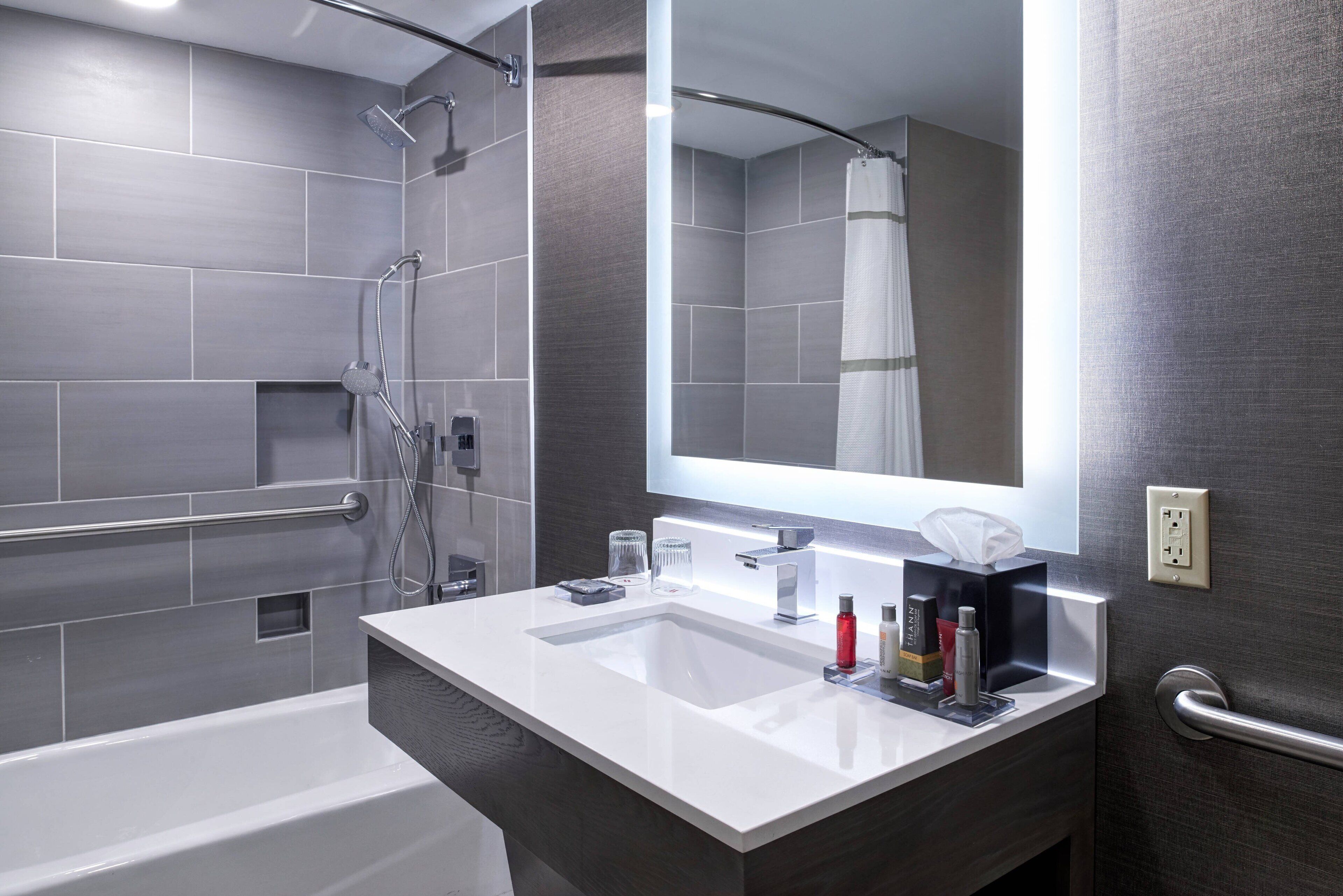 free toiletries, hair dryer, towels