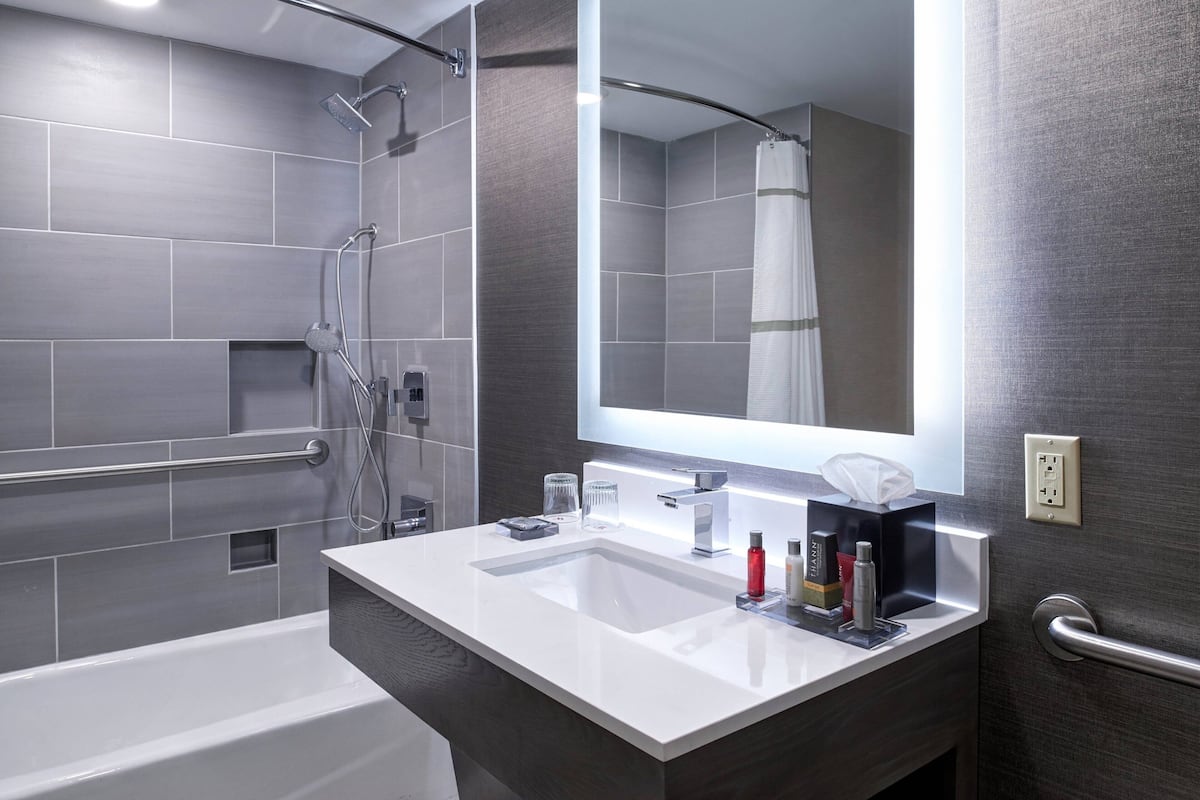 free toiletries, hair dryer, towels