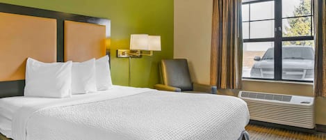Desk, free WiFi, bed sheets