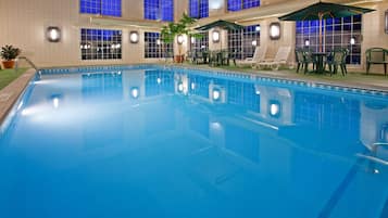 Indoor pool, open 9:00 AM to 11:30 PM, sun loungers